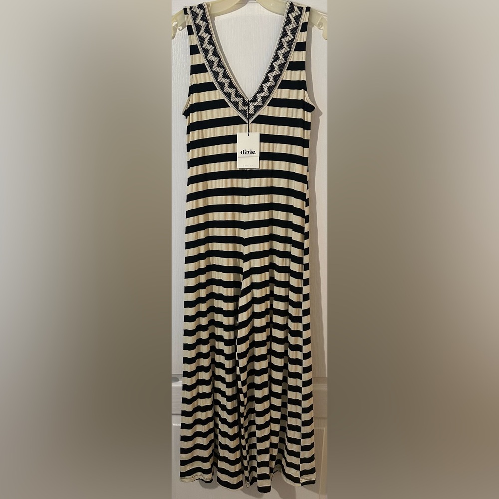**Dixie Italy** Beautiful Cream / Black Jumpsuit Y698J176 *NWT*$249 Must See!